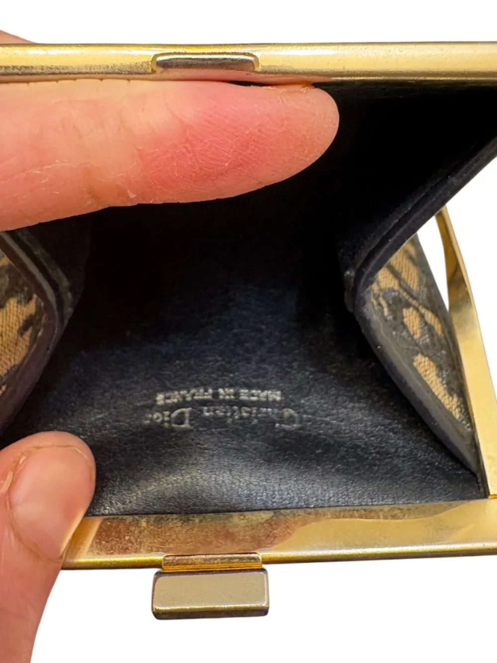 Dior Blue vintage signature trotter kisslock coin pouch rare